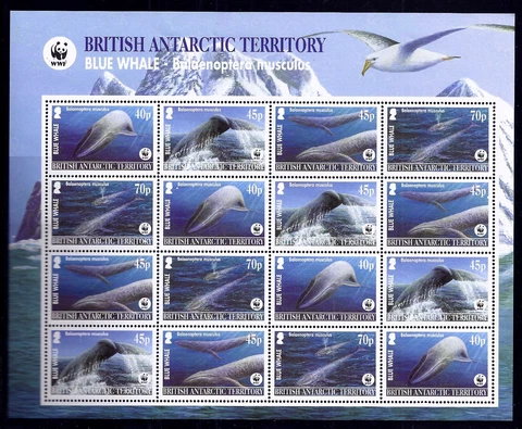 British Antarctic Terr. 2003 Endangered Species - Whales sheetlet fine fresh MNH Cover