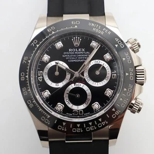 2020s Mint Rolex 116519LN Daytona Black Diamond 18K White Gold Ceramic Watch - Picture 1 of 13