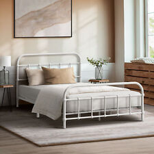 Oikiture Bed Frame Metal Bed Base King Single Size Bed Platform White