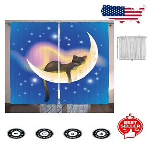 Elegant Blackout Cat Curtains with Stars - 108" x 90" Drapes for Living Rooms - Picture 1 of 3