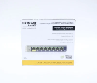New Netgear ProSafe GS108T-200NAS 8-Port Gigabit Smart Switch – PD/AC Power - Image 1 of 4
