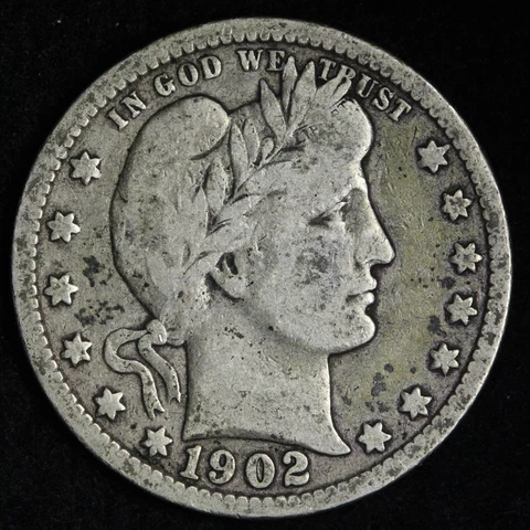 1902 Barber Silver Quarter CHOICE FINE+ E272 OKP Cover