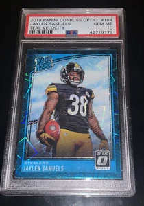 2018 Panini Donruss Optic Jaylen Samuels PSA 10 Teal Velocity Rated RC POP-1 ๐ - Picture 1 of 6