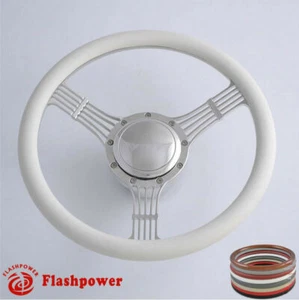 Volantes Billet 14"" blanco medio envoltorio Banjo Ford Fairlane Galaxie LTD - Imagen 1 de 11