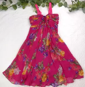 Lauren Ralph Lauren 100% Silk Pink Floral Dress Size 6 - Picture 1 of 11