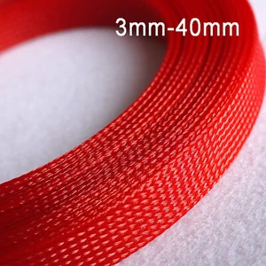 Ø3mm-40mm Red PET Braided Sleeving - Braid Cable Wiring Harness Loom Protection - Picture 1 of 4