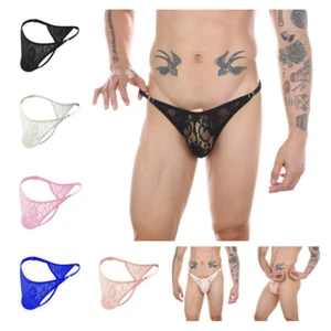 Hombres Calzoncillos Tanga Cintura Baja Encaje Bragas Pene Bolsa Lencería Sexy Transpirable - Imagen 1 de 19