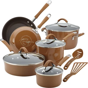 Cucina Nonstick Cookware Pots and Pans Set, 12 Piece, Mushroom Brown - Picture 1 of 12