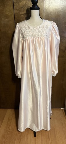 Camicia da notte Christian Dior vintage Neiman Marcus rosa raso e pizzo taglia M