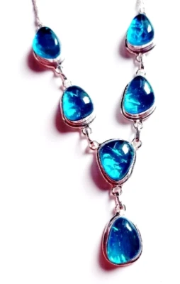 Australian Triplets Opal Gemstone 925 Sterling Silver Handmade Jewelry Necklace - Image 1 of 4