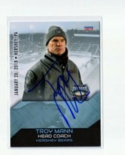 TROY MANN autographed SIGNED '18 HERSHEY BEARS "AHL Outdoor Classic" card 