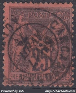 FRANCE CLASSIQUE : SAGE 25c NOIR S ROUGE N° 91 OBLITERATION LEGERE - Picture 1 of 1