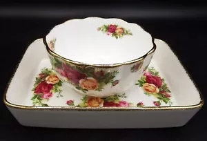 Royal Albert 7 1/2" x 5 3/4" Rectangular Tray + 4 3/4" bowl EXC!! - Picture 1 of 4
