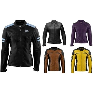 Rusty Stitches Joyce Damen Motorrad Jacke Used-Look Vintage Retro Lederjacke - Picture 1 of 24