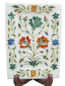 6"x4" White Marble Carnalian Marquatrey Inlay Handmade Decorative Christmas Gift - Picture 1 of 1