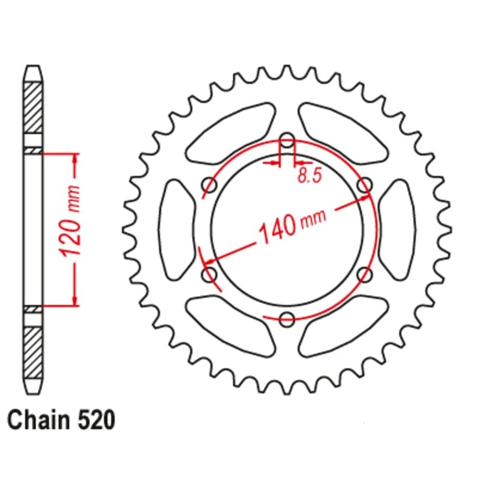 SuperSprox Rear Sprocket 44T for Honda XL250R 1984-1987 >520 - Image 1 of 1