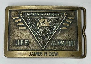 North American Fishing Club Life Member Brass Belt Buckle - Picture 1 of 5