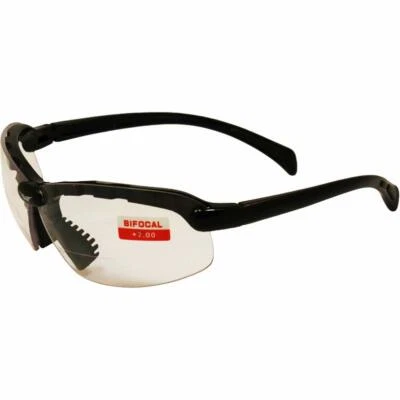 GLOBAL VISION C-2 BIFOCAL SAFETY GLASSES BLACK FRAMES 2.0 CLEAR LENS - Image 1 of 4