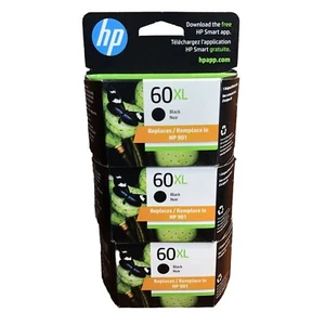 (PAQUETE DE 3) Cartucho de tinta para impresora HP 60XL - Reemplaza HP 901 ~ Negro ~ Exp: julio de 2024 - Imagen 1 de 4