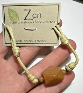 NWT Zen Carnelian Natural Materials Handcrafted Cord Adjustable Bracelet K3a - Picture 1 of 4