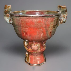 "Precioso cáliz/jarrón moderno McKINNELL-Colorado Studio cerámica artística esmalte Raku de 8""" - Imagen 1 de 11
