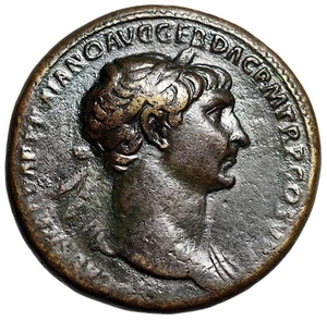 Trajan AE Sesterz "Vom Sieg gekrönt" sehr schön - Bild 1 von 5