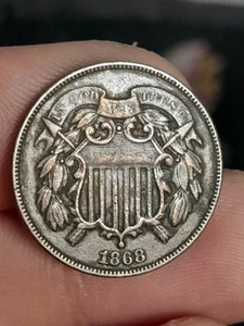 1868 2 Cent Piece Nice Original VF - Picture 1 of 4