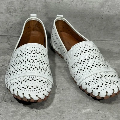 Spring Step White Perforated Leather Slip On Flats Women's Size US 9 EU 40 - Image 1 of 4