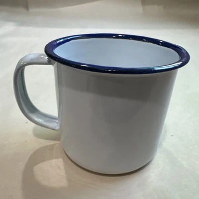 Utensílios de esmalte 4 oz. Caneca de café expresso azul e branca 2 3/8” - Imagem 1 de 4