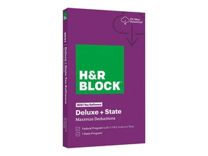 New 2021 H&R Block Tax Software Deluxe+State Edition for PC/MAC - Afbeelding 1 van 1