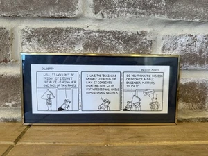 Tira de cómics de arte de escritorio vintage Dilbert por Scott Adams Classcom Inc enmarcada en relieve - Imagen 1 de 3