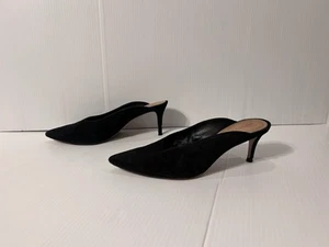 Veronica Beard Black Suede Heeled Slip On Mule Size 10 - Picture 1 of 9