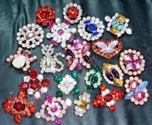 20x ART DECO VINTAGE RHINESTONE GLASS CZECH BUTTONS ON SEWING  T132 - Picture 1 of 2