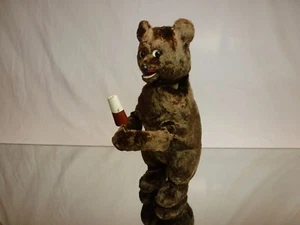 VINTAGE ANTIQUE 60's MOHAIR RUSSIAN USSR WIND-UP BEAR - H24.0cm - EXTREMELY RARE - Imagen 1 de 11