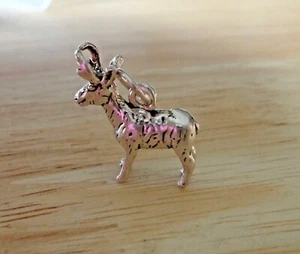 Sterling Silver 3D 17x15mm Standing Antelope Charm - Picture 1 of 5