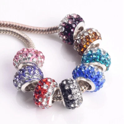 5pcs 7x11mm Rhinestones Rondelle European Charm Big Hold Beads For DIY Bracelet - Image 1 of 4