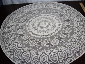Vtg Dutch Heritage Lace 36" Round Elegant Ecru Floral Tablecloth Granny Estate - Picture 1 of 4