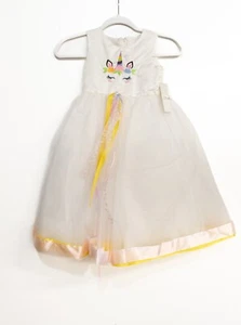 Sweet Kids Girls White Polyester Tutu Dress Unicorn Graphic Sleeveless Tulle 4 - Picture 1 of 6