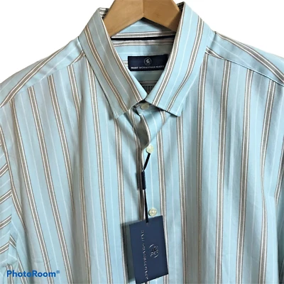Camisa Hart Schaffner Marx Para Hombres XL Rayas Informal Deportiva Verde Como Nueva $98 NUEVA Foto 1 de 4