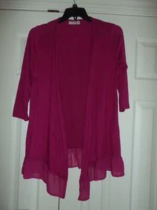 NWT Kim Rogers Ruffle Bottom Open Front Cardigan Jacket Top Sz Medium Petite - Picture 1 of 2