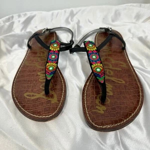 New Sam Edelman Bombay Multi Mirror Fabric Gigi T-Strap Sandal 6.5 - Picture 1 of 5