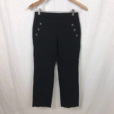 Pantalones para mujer Roz & Ali con detalle de botones negros lisos talla 2 PETITE Foto 1 de 4