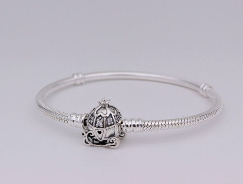 COACH Bracciale nuovo con etichette 7 1" PANDORA Disney Cenerentola zucca allenatore chiusura 599190C01 (18 cm)