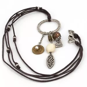 Retired Silpada Mixed Metals Howlite Pearl Leather Boho Charm Necklace N1568 - Picture 1 of 6