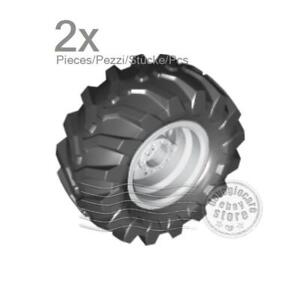 2x LEGO 56145c06 Wheel with tire Ø56x26mm Tractor (70695) 56x26 White | 4496197