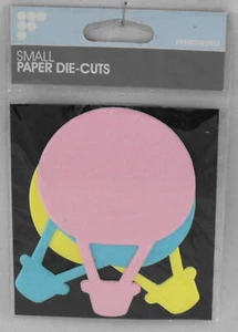 FRANCHEVILLE PAPER DIE CUTS SMALL HOT AIR BALLOONS PINK YELLOW BLUE X 2 PACKS - Picture 1 of 1