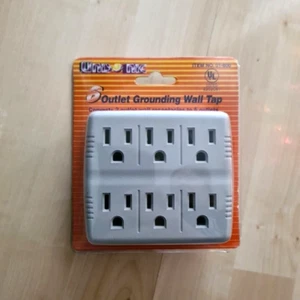 UNISONIC 6 Grounded Outlets Electric Wall Outlet Extender 6 Prong Multi Plug NEW - Picture 1 of 4