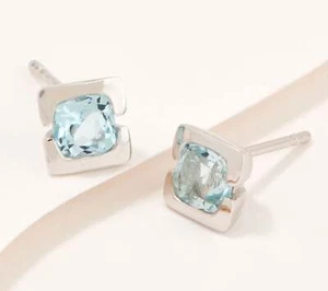 Orecchini a perno Affinity Gems argento sterling taglio cuscino topazio blu - Foto 1 di 1