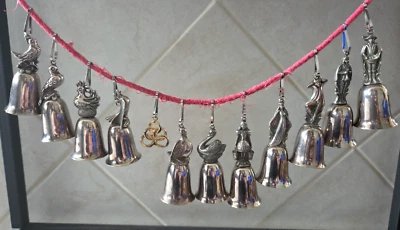 VTG Reed & Barton 12 Days of Christmas Silverplate Bell Ornaments Complete Set - Image 1 of 4