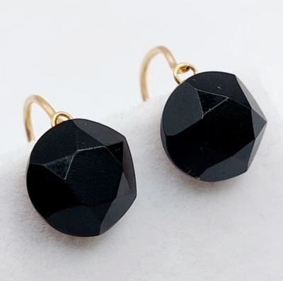 Dormidores antiguos de oro de 18k cabujón facetados de ónix (alrededor de 1900) - Imagen 1 de 4